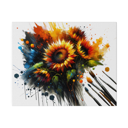 Burst Of Colors Sunflower Personal Art work Matte Canvas, Stretched,